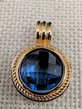 Technibond 18kt Gold Bonded 925 Sterling Tanzanite Etruscan Pendant 18"